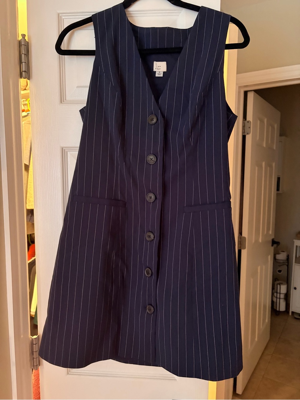 Target Navy Pinstripe Button-Front Mini Dress